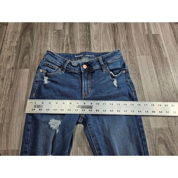 (3/$35) Old Navy Size 2 Regular Rockstar Mid Rise Distressed Skinny Blue Jeans - Picture 7 of 10